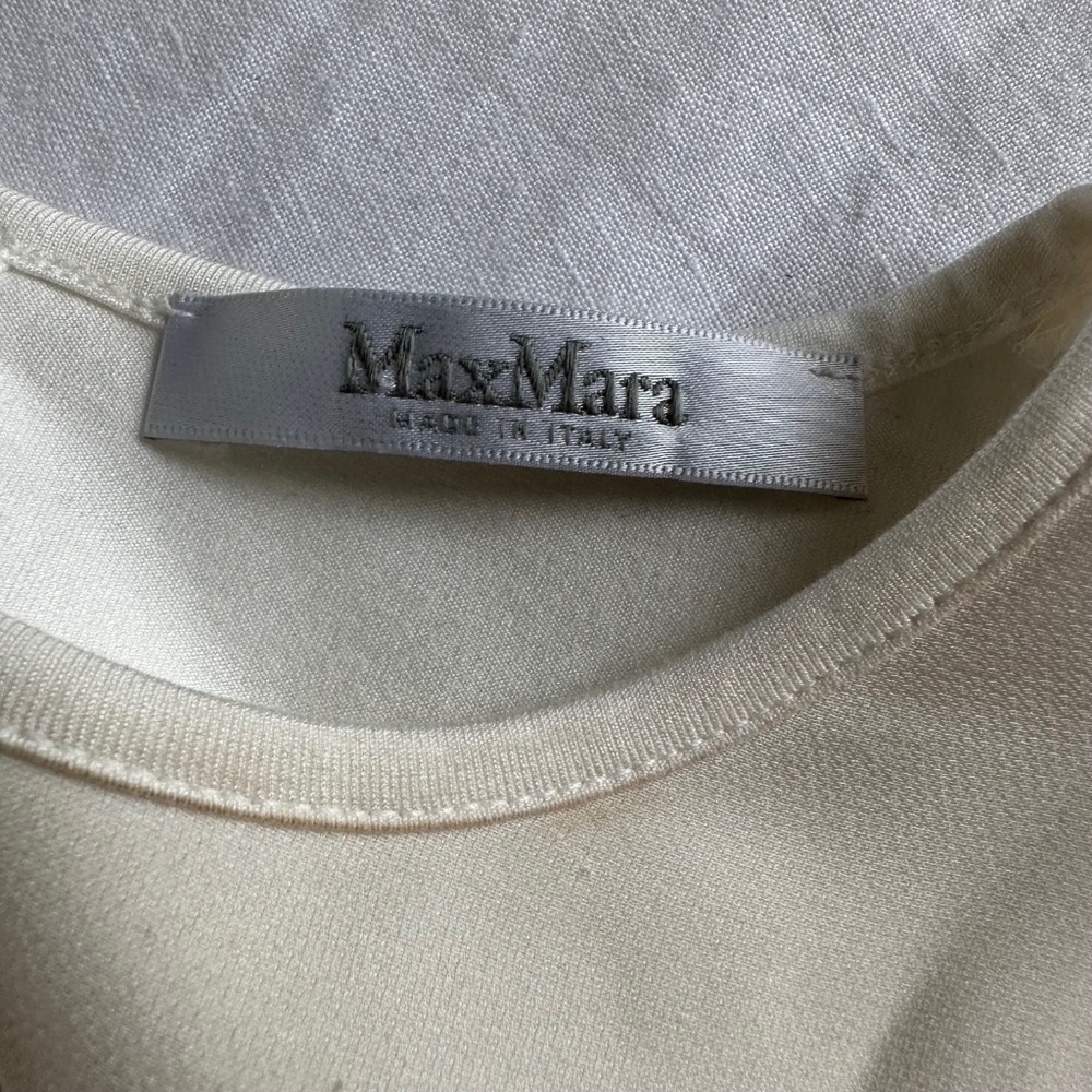 Max Mara Cream Silk Crew Neck Top